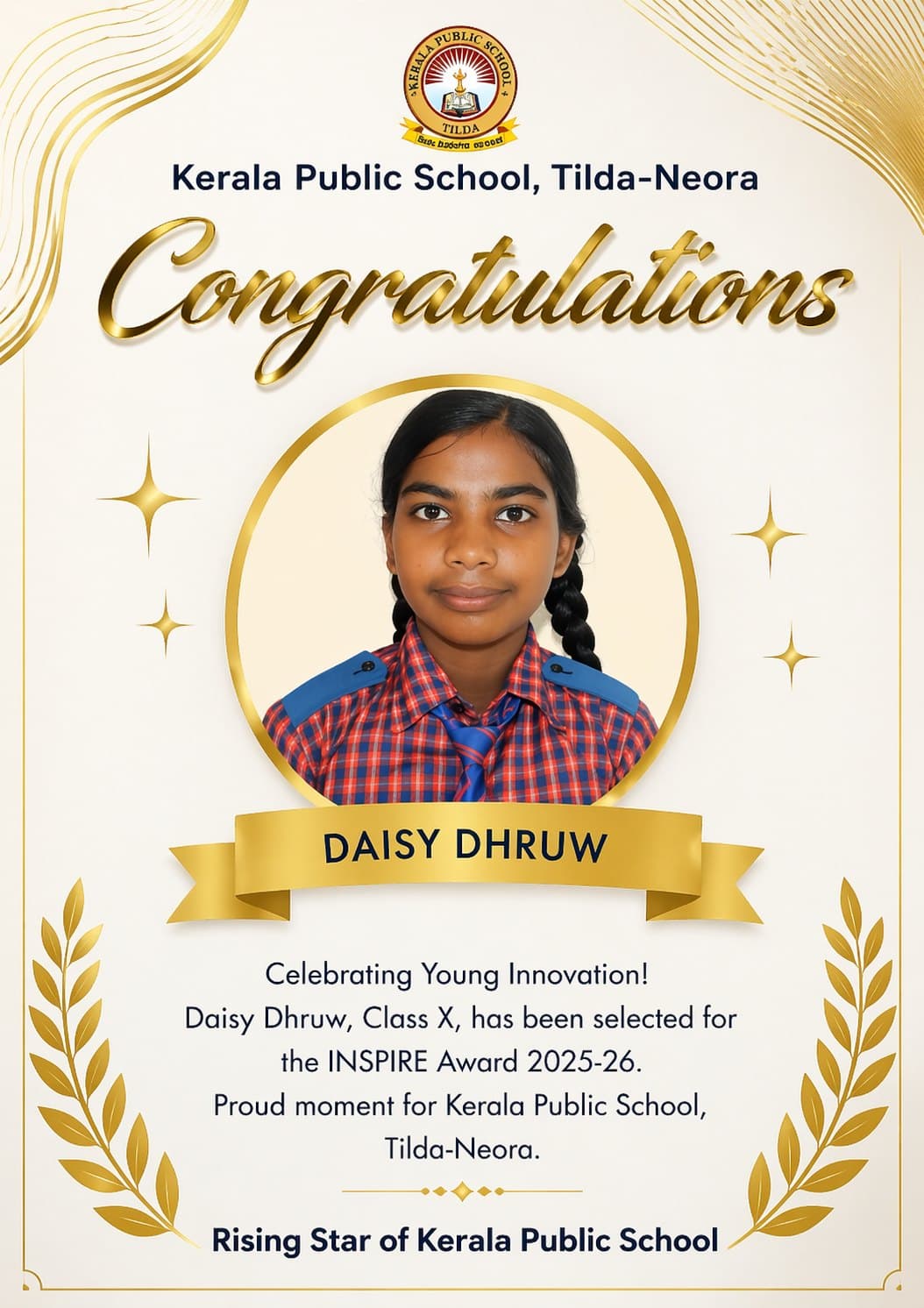 Daisy Dhruw, Class X — INSPIRE Award 2025-26