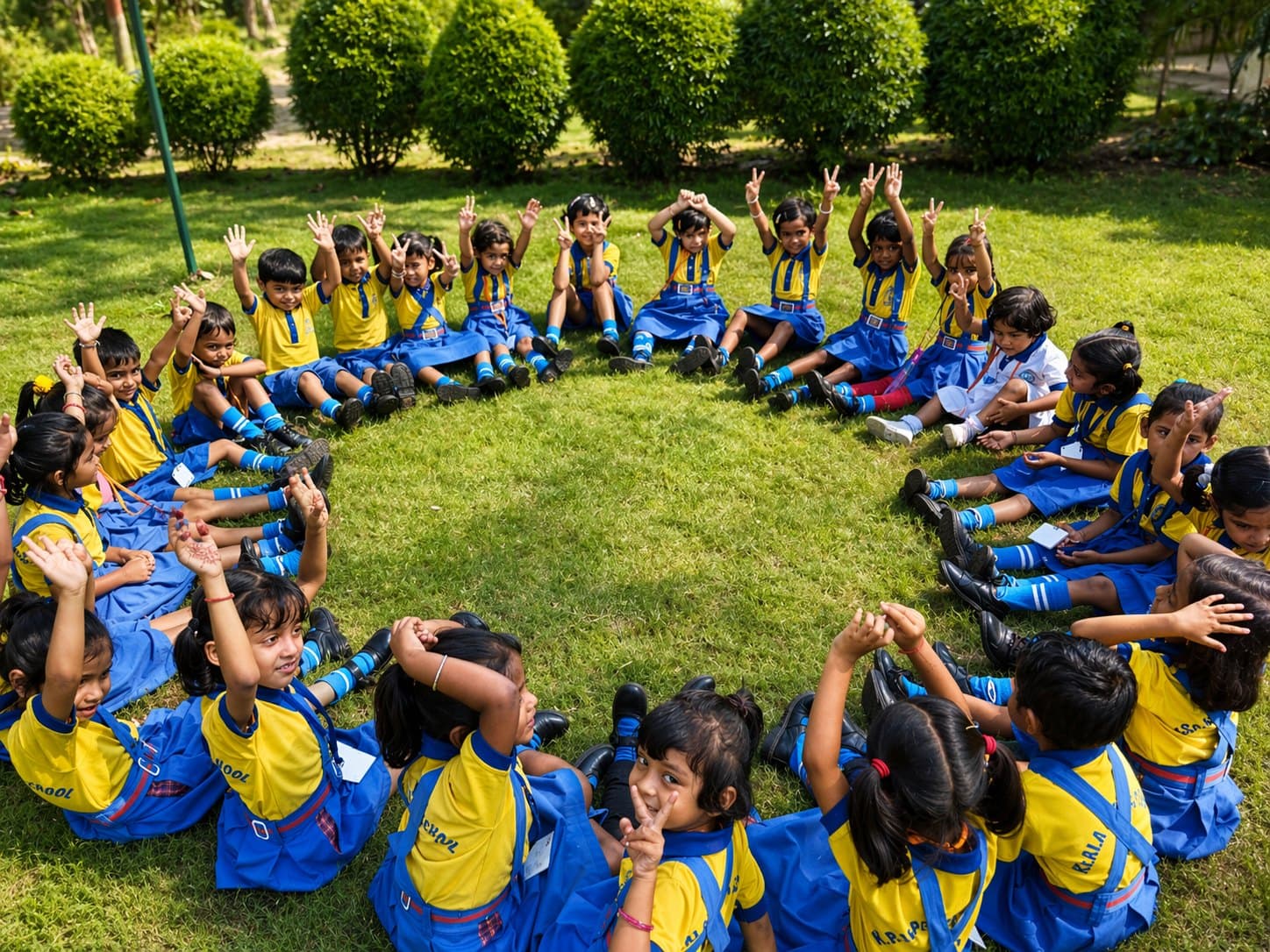Outdoor circle time — learning together on the lawn
